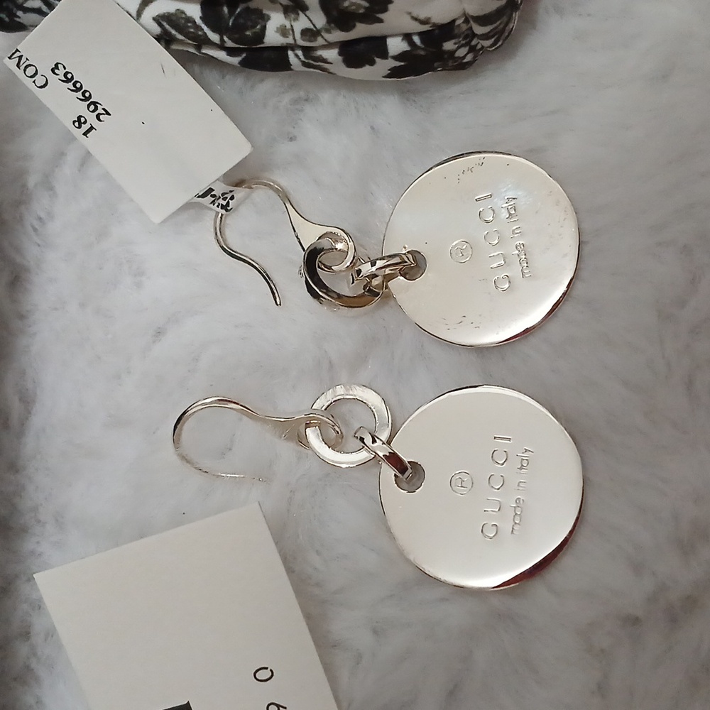 New gucci earrings Authentic dangle signature sterling silver Ag 925 mark - Picture 3 of 17